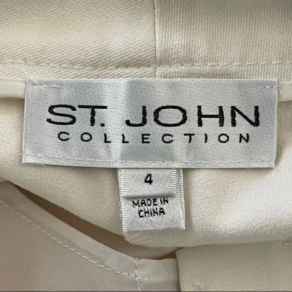 St. John Collection Ivory Wide Leg Trousers Size 4 - Picture 5 of 11